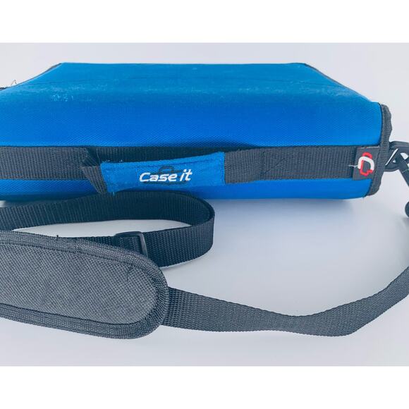 Case It Zipper Binder Mighty Zip Tab 3" Two 3-Ring Blue Shoulder Strap Pockets - Picture 11 of 12